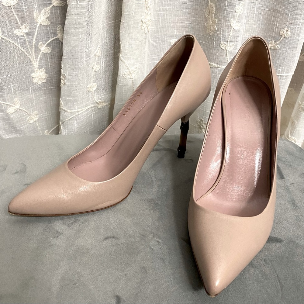 Gucci heels, bamboo, dusty rose color